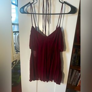 Adjustable tank top with cutouts burgundy